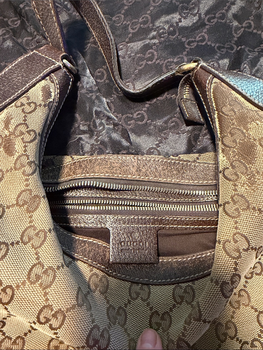 Gucci Brown Monogram Canvas Shoulder Bag - Picture 9 of 11